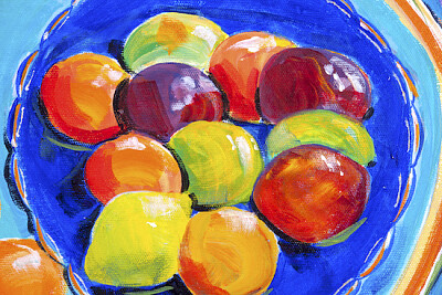Blue Bowl With Fruits