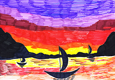 Landscape with Boats Painting