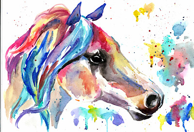 פאזל של ציור סוסים צבעוני