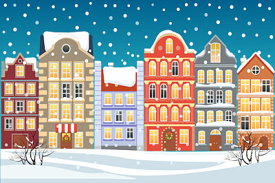 Snöig stad Illustration