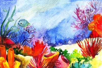 Underwater landscape painting