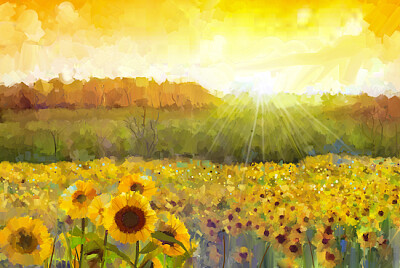 Слънчогледов цвят - картина с маслени бои