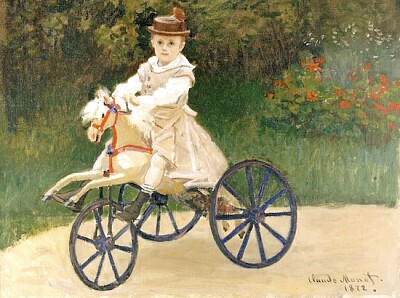 Jean Monet en su caballo de juguete