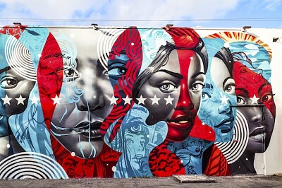 Väggmålning i Wynwood-kvarteren i Miami