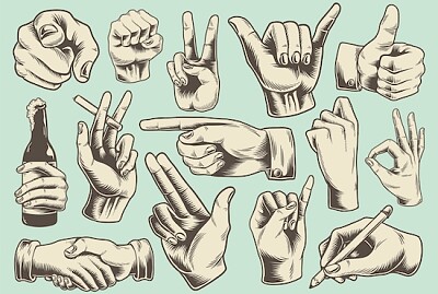 Illustrated hand signs
