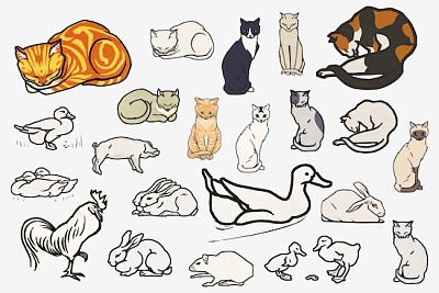 Katzen-Retro-Logos