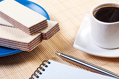 Tasse à café avec gaufres