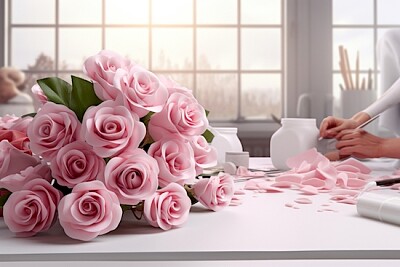 Buquê de rosas de mesa