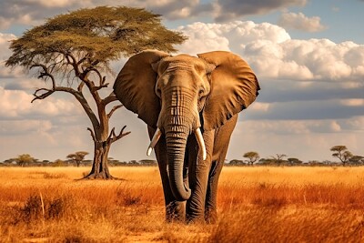 稀樹草原上的大象