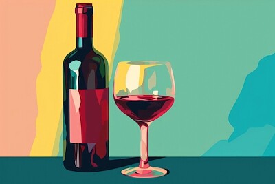 Garrafa e copo de vinho