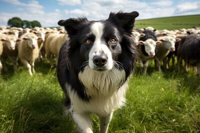 Border collie z owcą