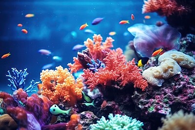 Acuario submarino de coral
