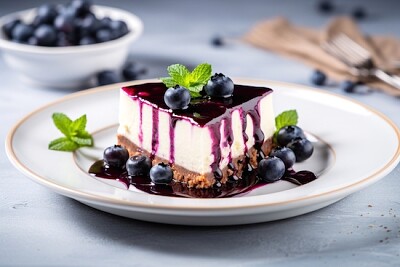 Tarta de queso con arándanos