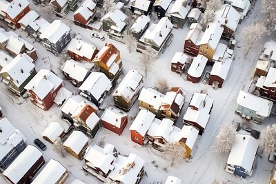 Snöiga hus