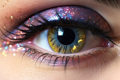 Oeil brillant de femme