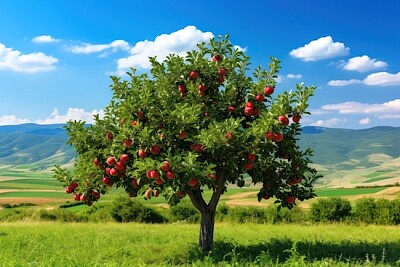 生い茂るリンゴの木