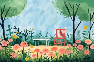 Garden Scene - Painting jigsaw puzzle