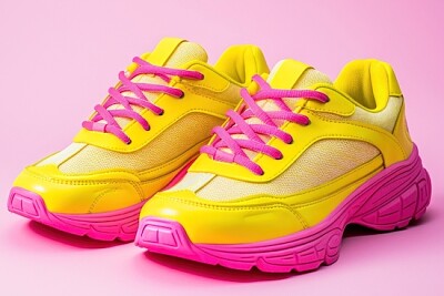 Chaussures de sport rose-jaune