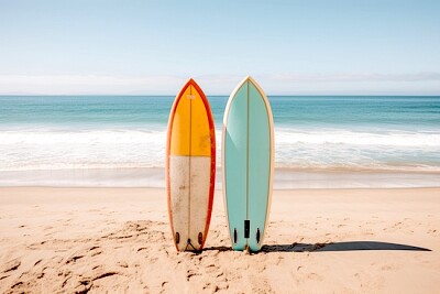 Tablas de surf en la arena
