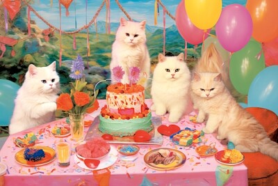 פאזל של מסיבת יום הולדת לחתולים