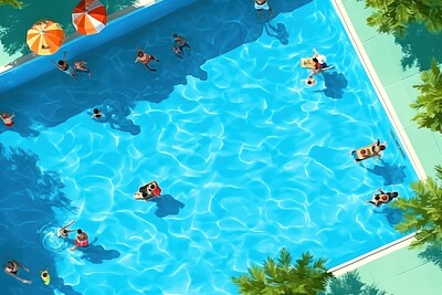 Swimming in the Pool Aerial View jigsaw puzzle