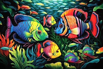 פאזל של דגים וצבעים