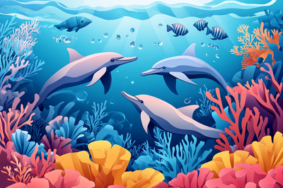 Delfini nell'oceano