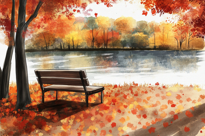 Una panchina solitaria in autunno