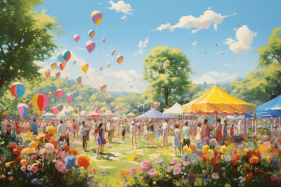 Garden Party with Colorful Parasols
