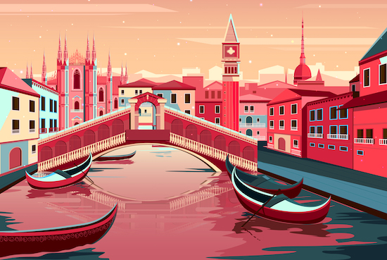 Stadsbilden i Venedig, Italien