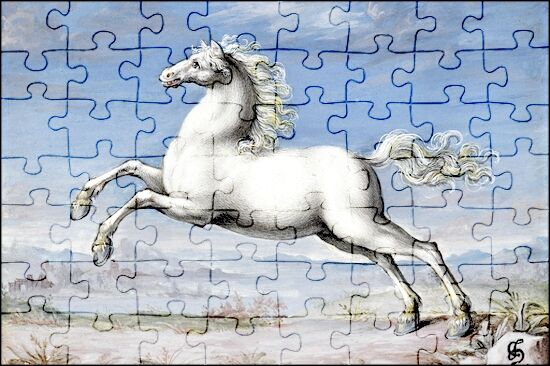 馬の画 999Store White Horses ND Yellow Gray Wall Art Painting