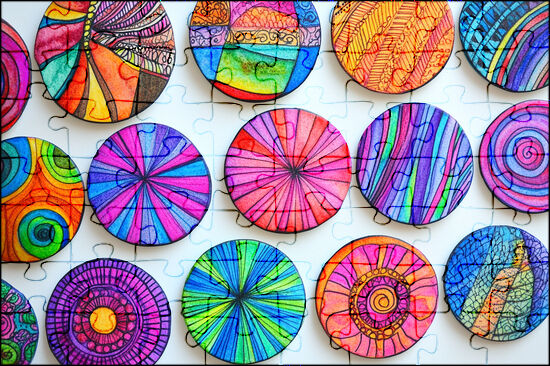 Colorful Zentangle Circle Patterns - Jspuzzles Art Puzzle