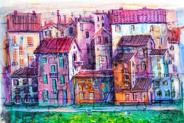 Rua com casas coloridas