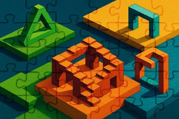 Isometric Illusion jigsaw puzzle