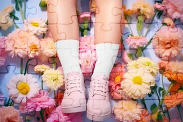 Pink sneakers and white socks jigsaw puzzle