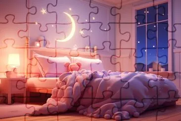 Gemütliches Schlafzimmer im Mondlicht