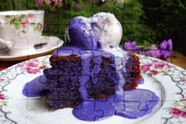 Ube Cake with Macapuno Ice Cream