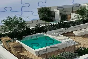 Green rooftop pool jigsaw puzzle