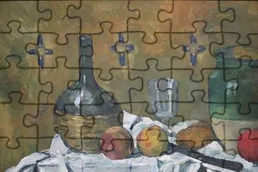 פאזל של Cézanne nature morte à la bouteille de Chianti