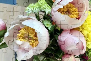 Pink Peonies with Bouquet jigsaw puzzle