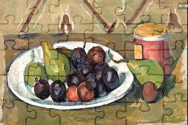 Cézanne prunes et pot de confiture