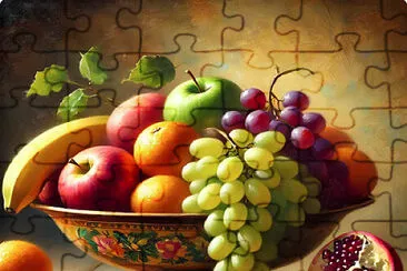 Grappes de raisins mûrs et fruits