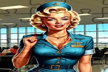 Pin-up girl in stewardess costume