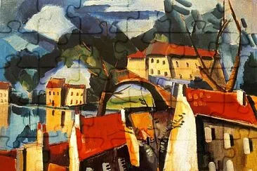 Vlaminck ville au bord de l 'eau et pont