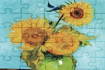 Vase with Three Sunflowers (1888) jigsaw puzzle