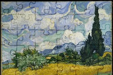 Wheat Field with Cypresses