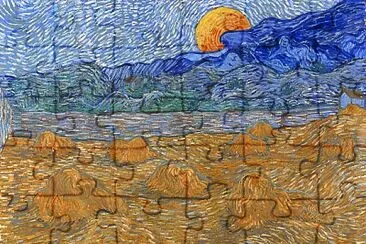 Landscape with Wheat Sheaves and Rising Moon