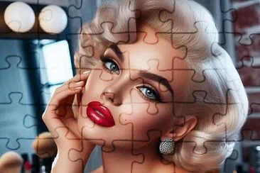 Marilyn Monroe posing in a makeup salon