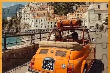 L 'Italie en Fiat 500 cabrilet jigsaw puzzle