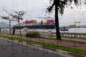 Entrada do navio no porto de Santos jigsaw puzzle